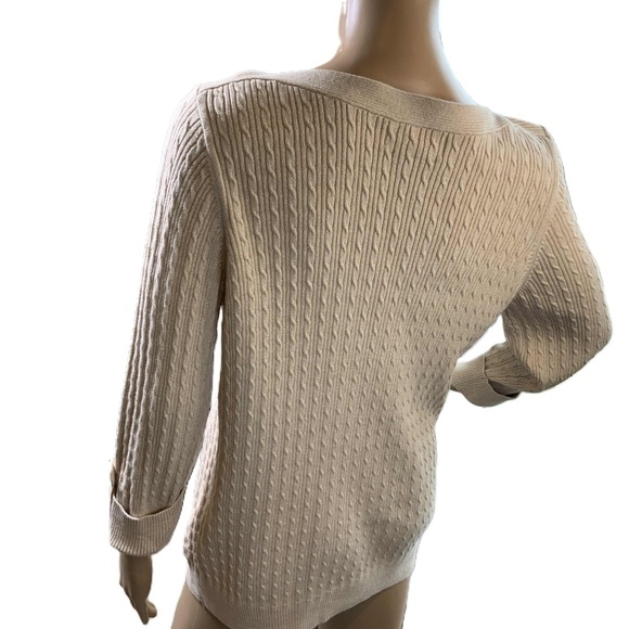 Karen Scott Beige Long Sleeve Cable Knit Sweater Sz XL Beige Aesthetic Normcore - Picture 5 of 13